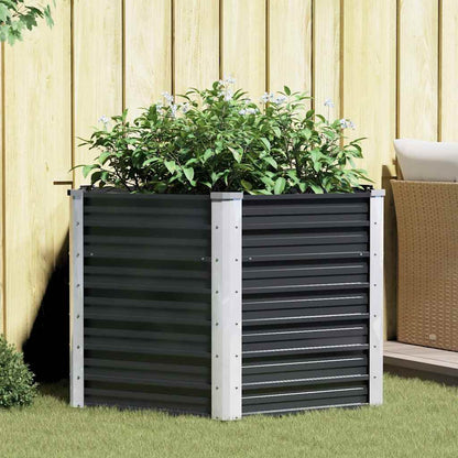 Garten-Hochbeet Anthrazit 129 x 129 x 77 cm Verzinkter Stahl