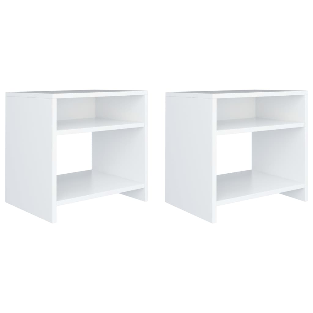 Bedside tables 2 pcs. White 40x30x40 cm wood material