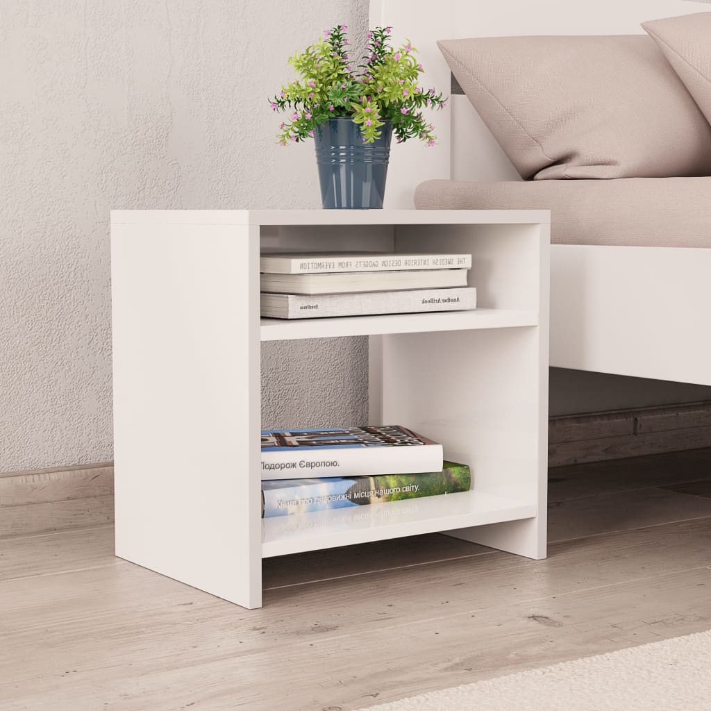 Bedside tables 2 pcs. White 40x30x40 cm wood material