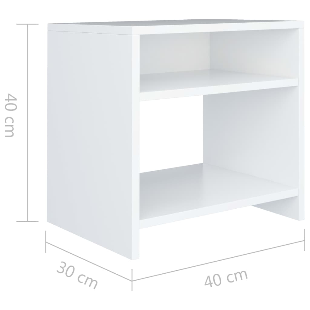 Bedside tables 2 pcs. White 40x30x40 cm wood material