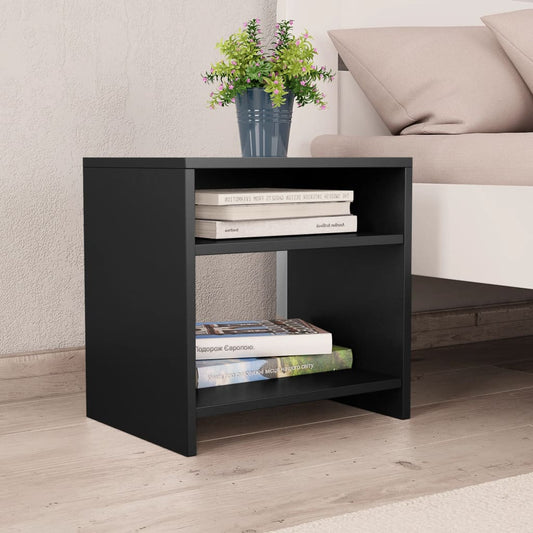 Bedside Table Black 40x30x40 cm Wood Material