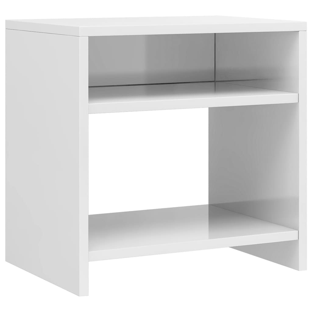 Bedside table high gloss white 40x30x40 cm wood material