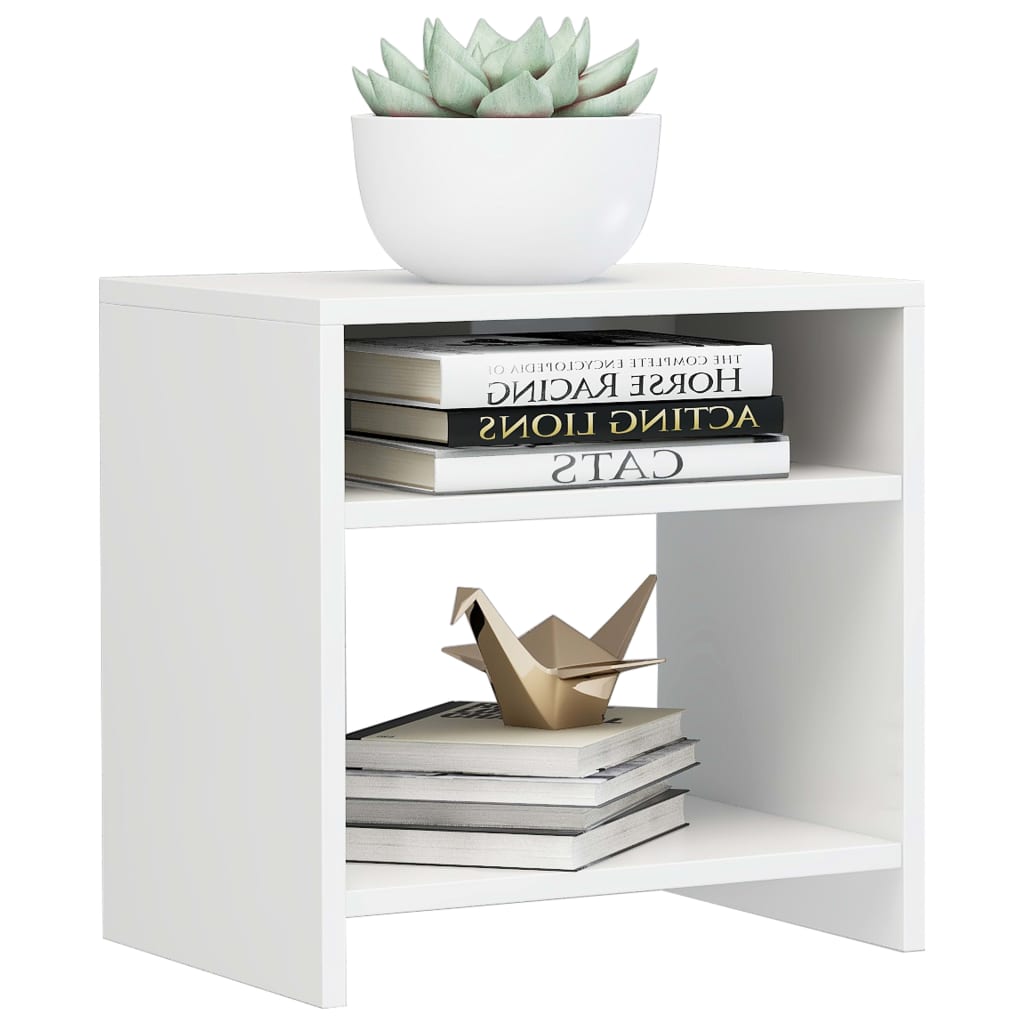 Bedside table high gloss white 40x30x40 cm wood material