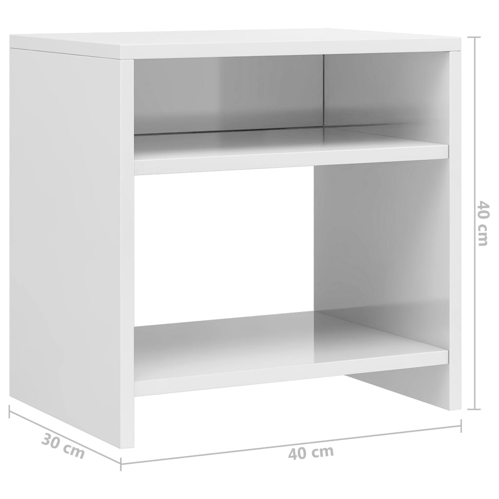 Bedside table high gloss white 40x30x40 cm wood material