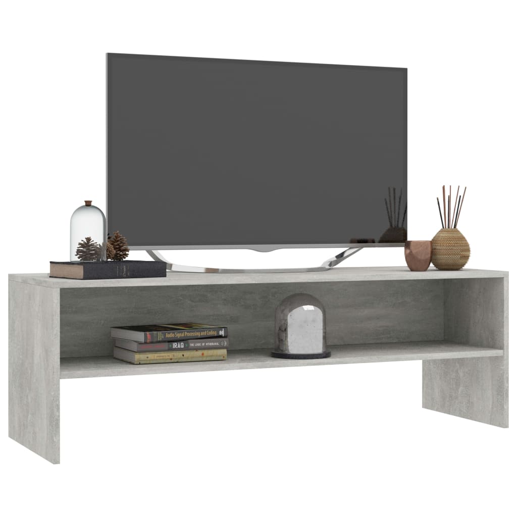 Meuble TV gris béton 120x40x40 cm en bois