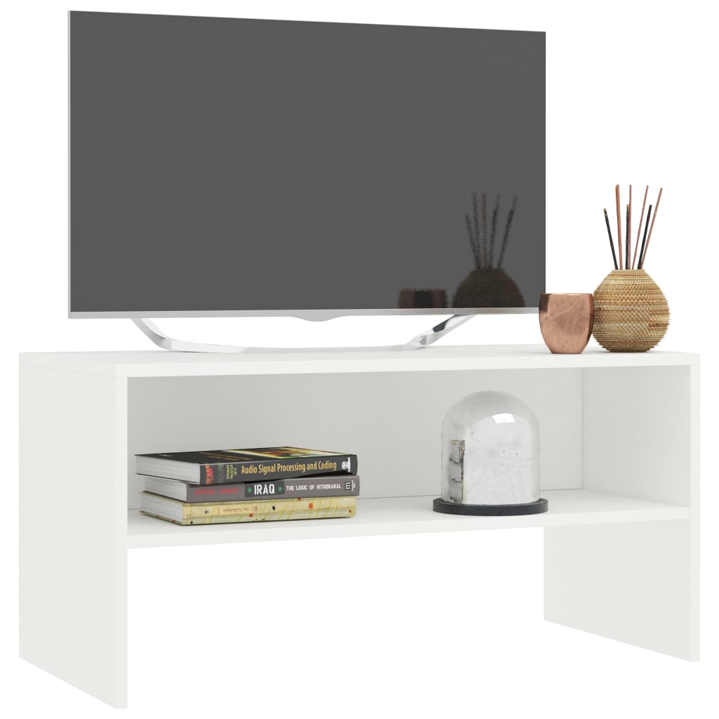 Meuble TV blanc 80x40x40cm en bois