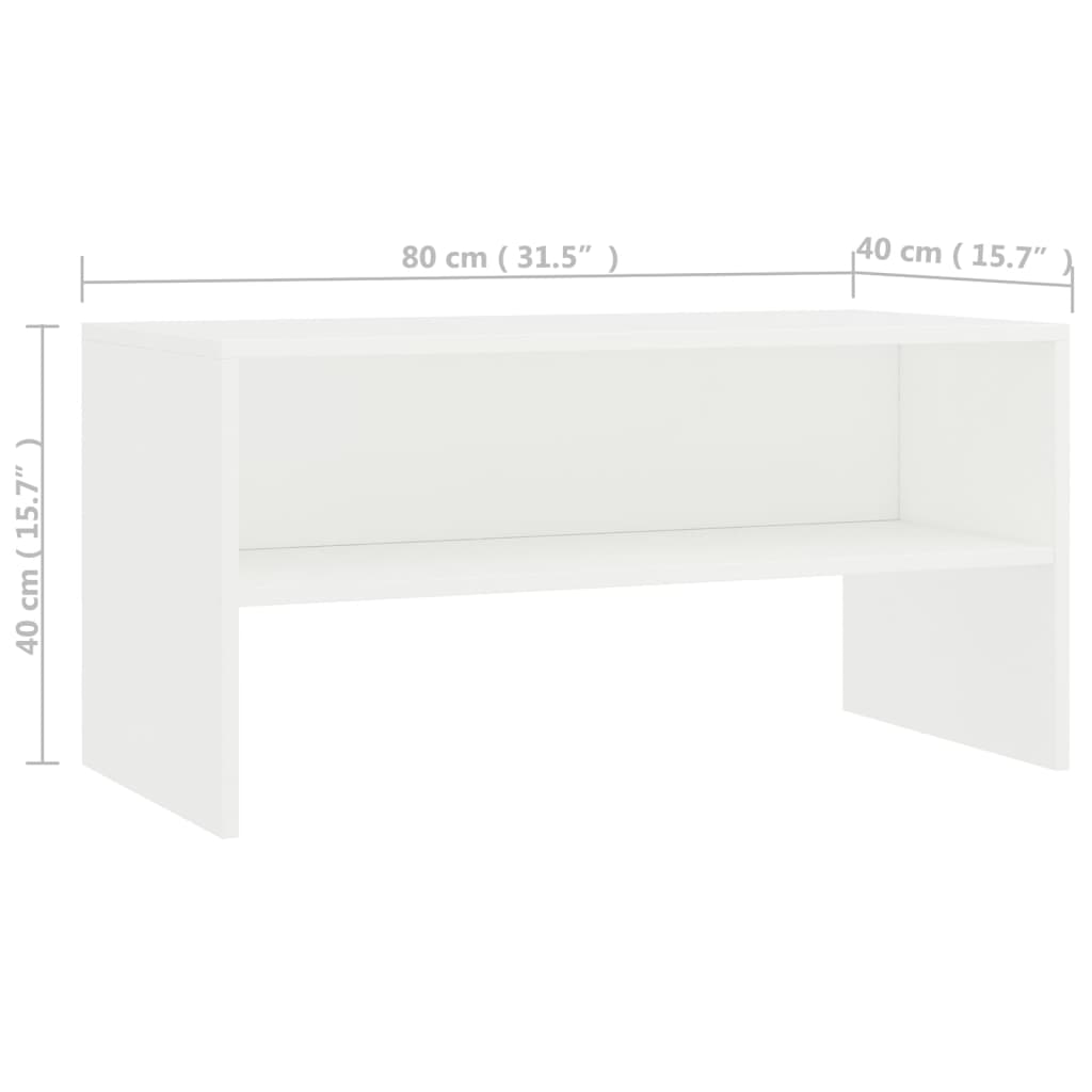 Meuble TV blanc 80x40x40cm en bois