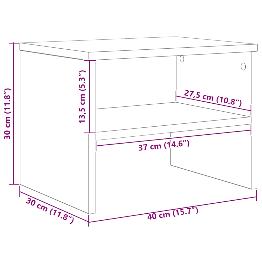 Nachttisch Betongrau 40x30x30 cm Holzwerkstoff
