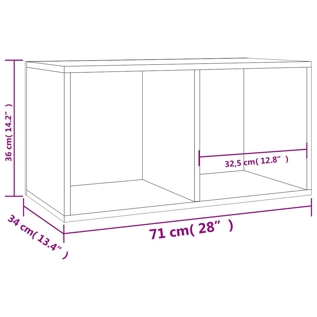 Schallplatten-Aufbewahrungsbox Betongrau 71x34x36 cm