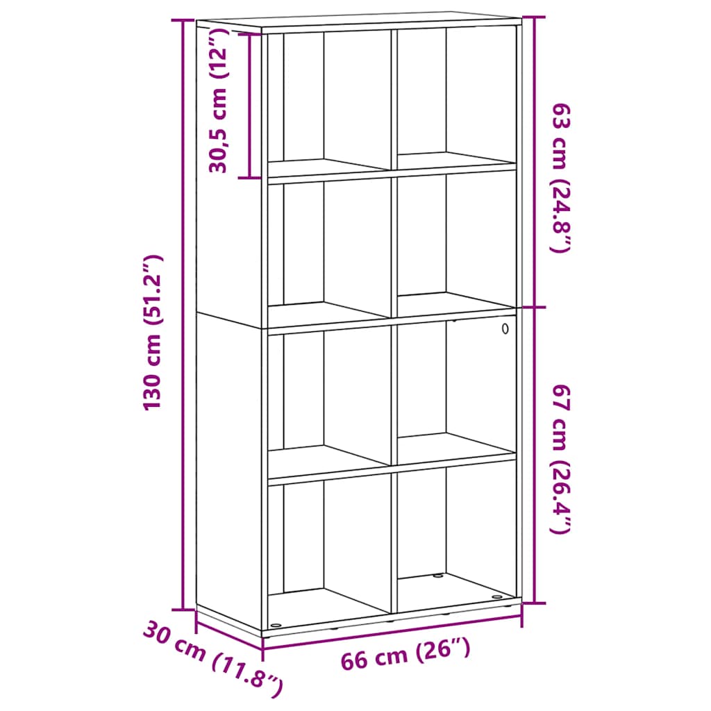 Bücherregal/Sideboard Sonoma-Eiche 66×30×130 cm Holzwerkstoff