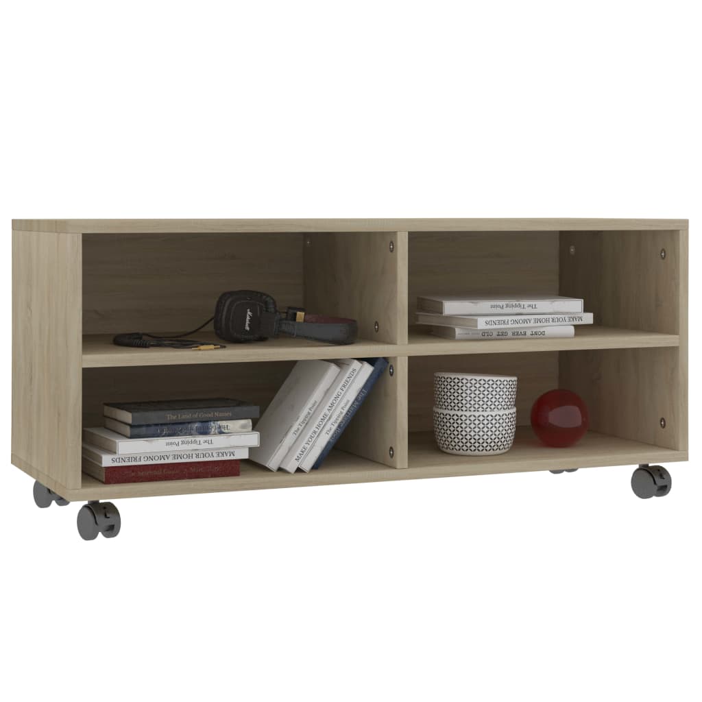 Meuble TV à roulettes Chêne Sonoma 90x35x35 cm matériau bois