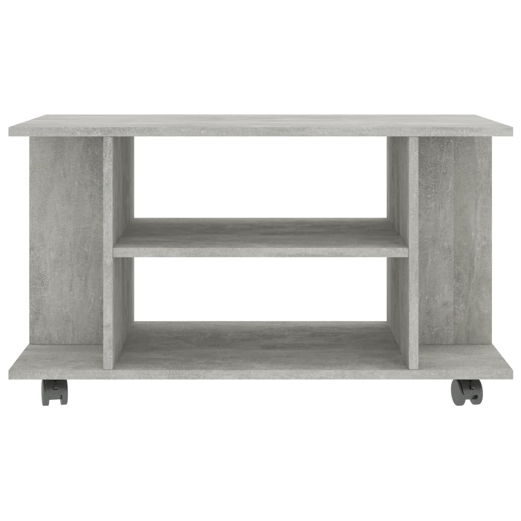Meuble TV à roulettes gris béton 80x40x45 cm en bois
