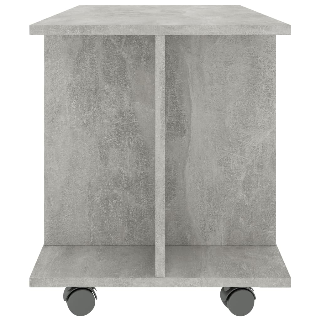 Meuble TV à roulettes gris béton 80x40x45 cm en bois