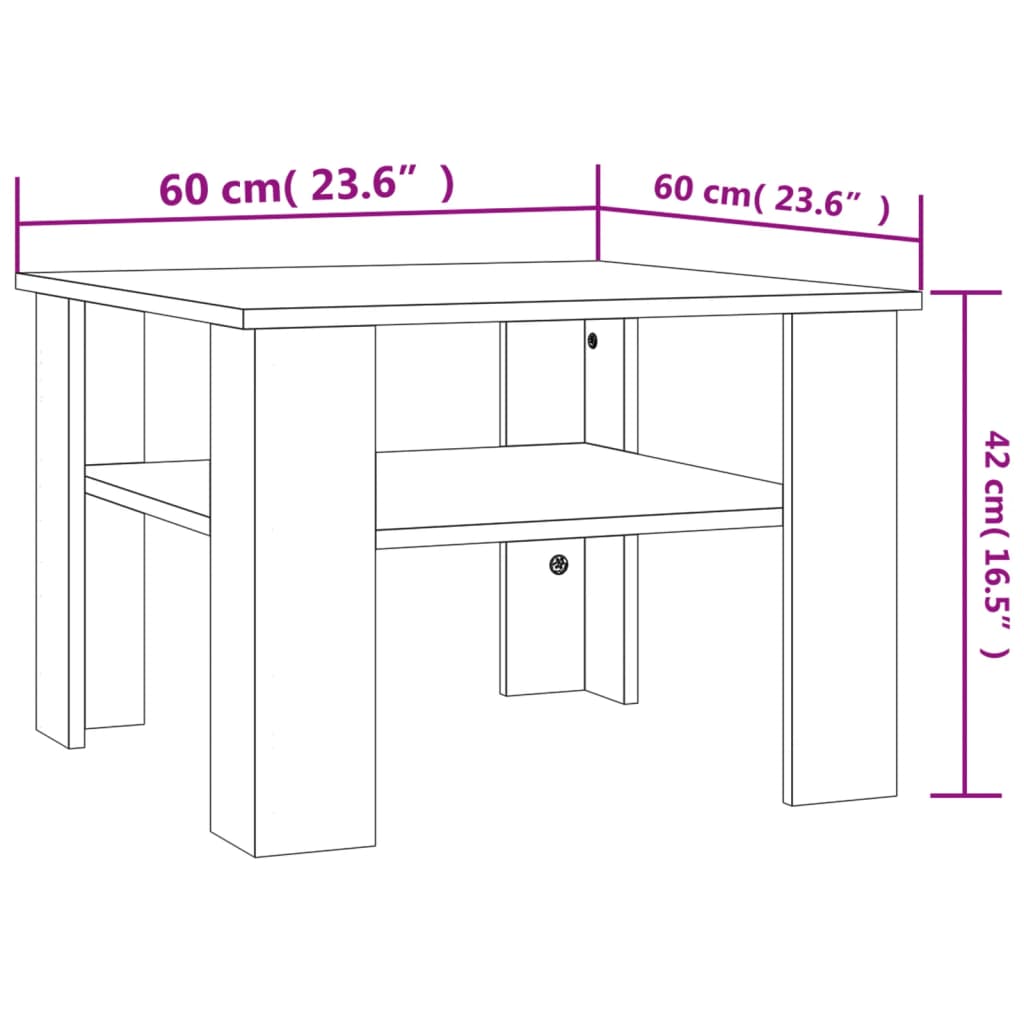 Table basse gris béton 60x60x42 cm en bois