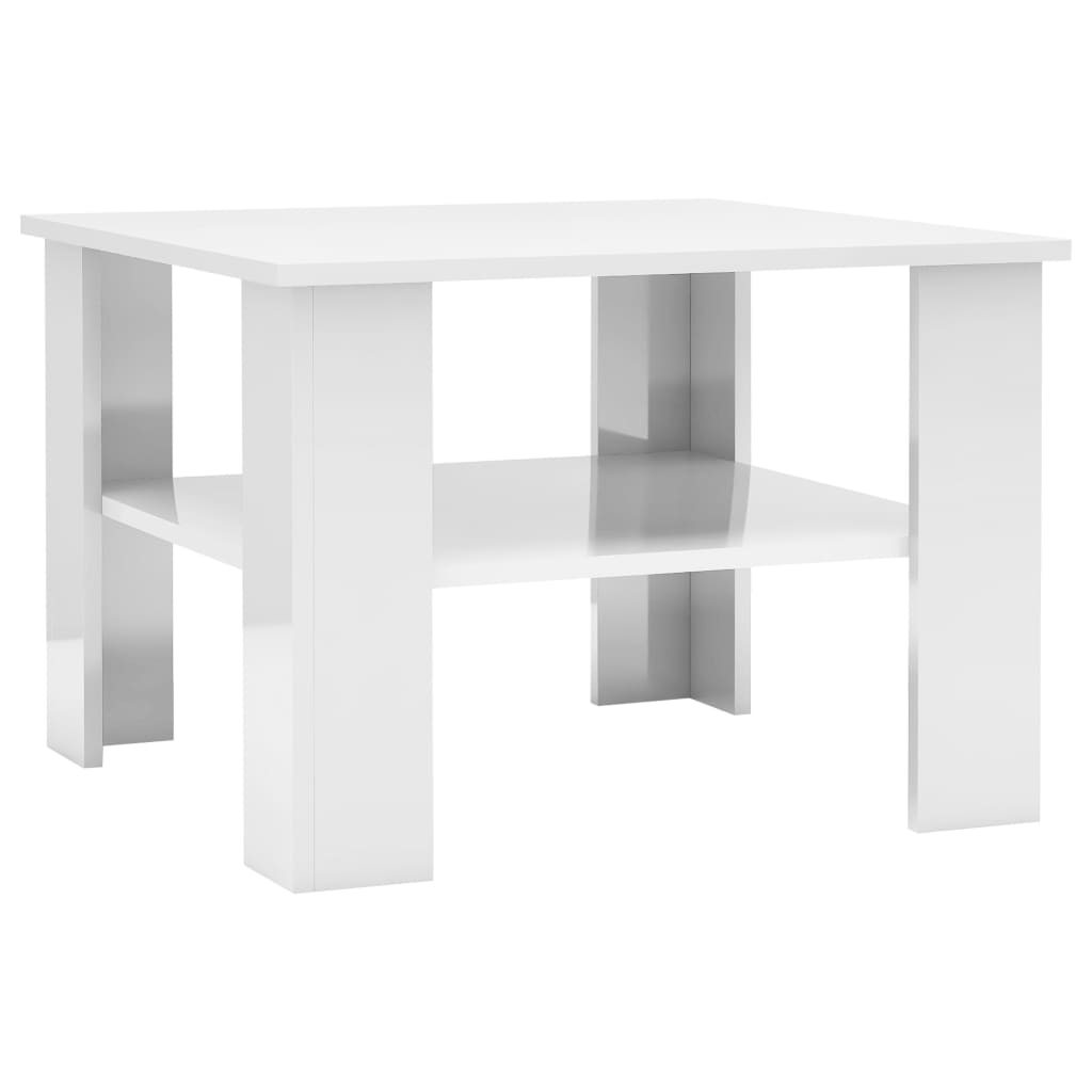 Coffee table high gloss white 60x60x42 cm wood material