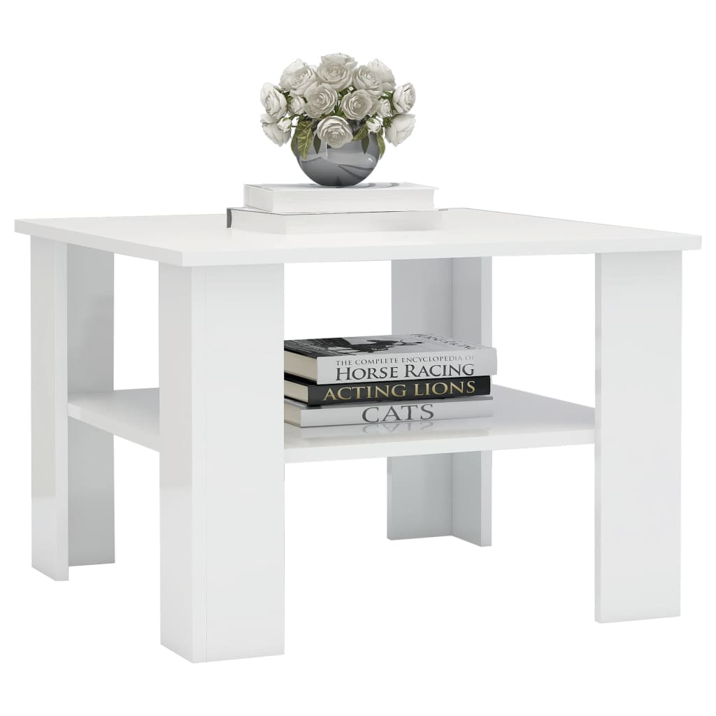 Coffee table high gloss white 60x60x42 cm wood material