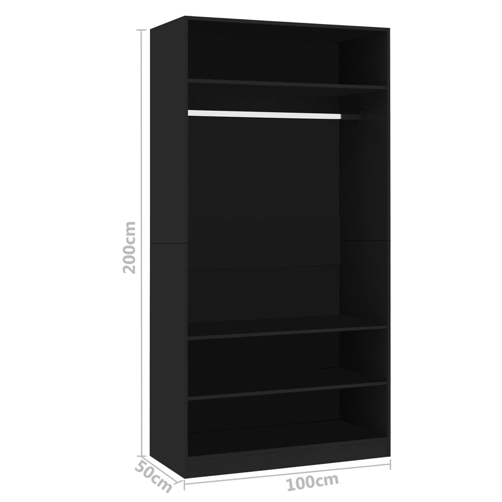 Armoire noire 100x50x200 cm matière bois