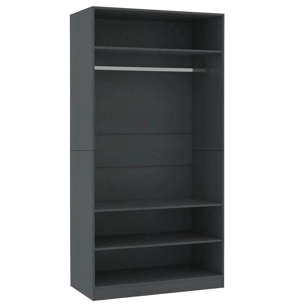 Kleiderschrank Grau 100x50x200 cm Holzwerkstoff