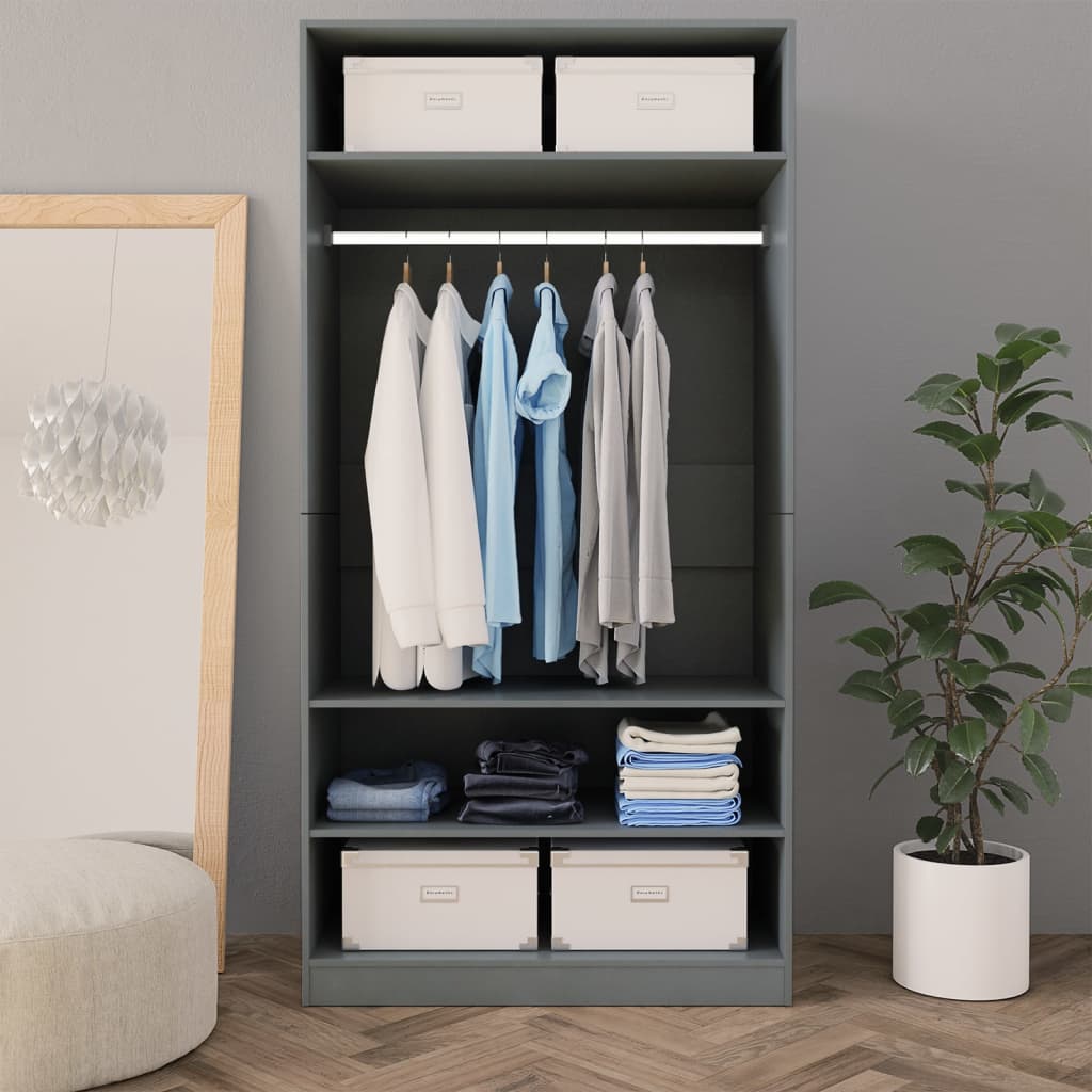 Kleiderschrank Grau 100x50x200 cm Holzwerkstoff