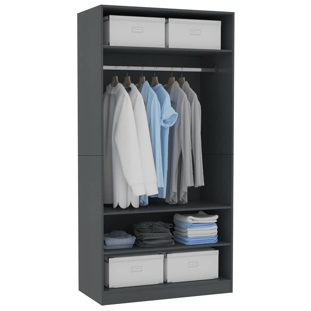 Kleiderschrank Grau 100x50x200 cm Holzwerkstoff