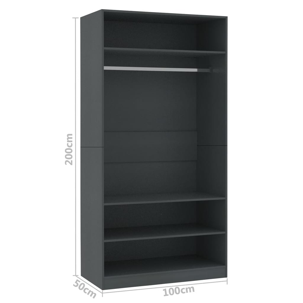 Kleiderschrank Grau 100x50x200 cm Holzwerkstoff