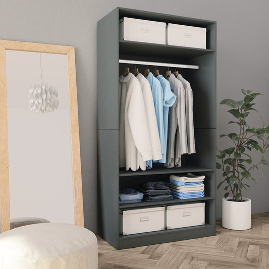 Kleiderschrank Grau 100x50x200 cm Holzwerkstoff