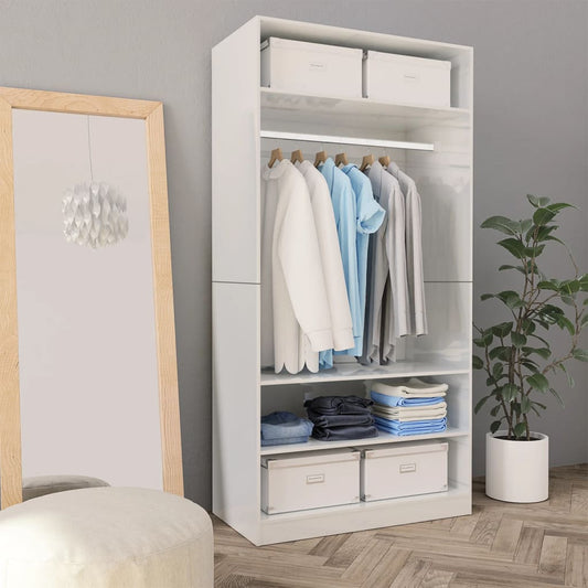 Armoire blanc brillant 100x50x200 cm en bois