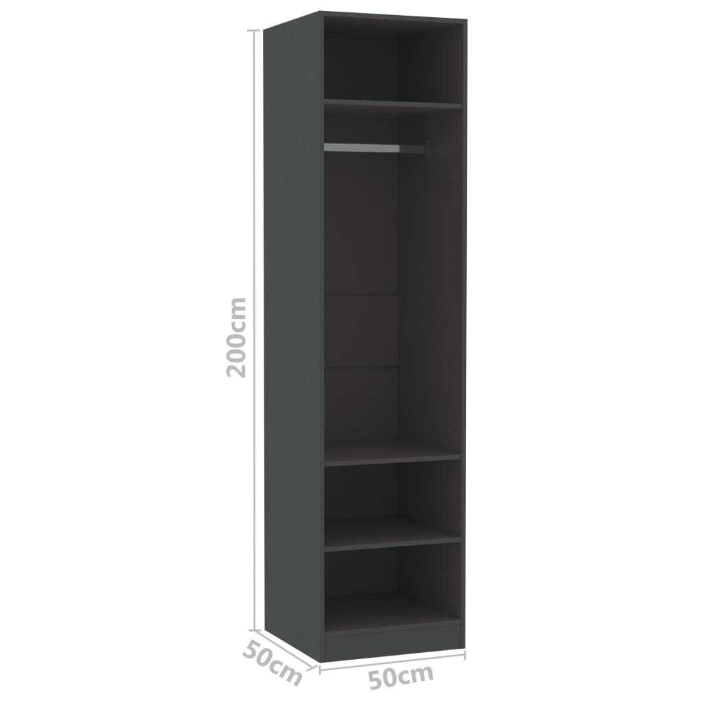 Kleiderschrank Grau 50x50x200 cm Holzwerkstoff
