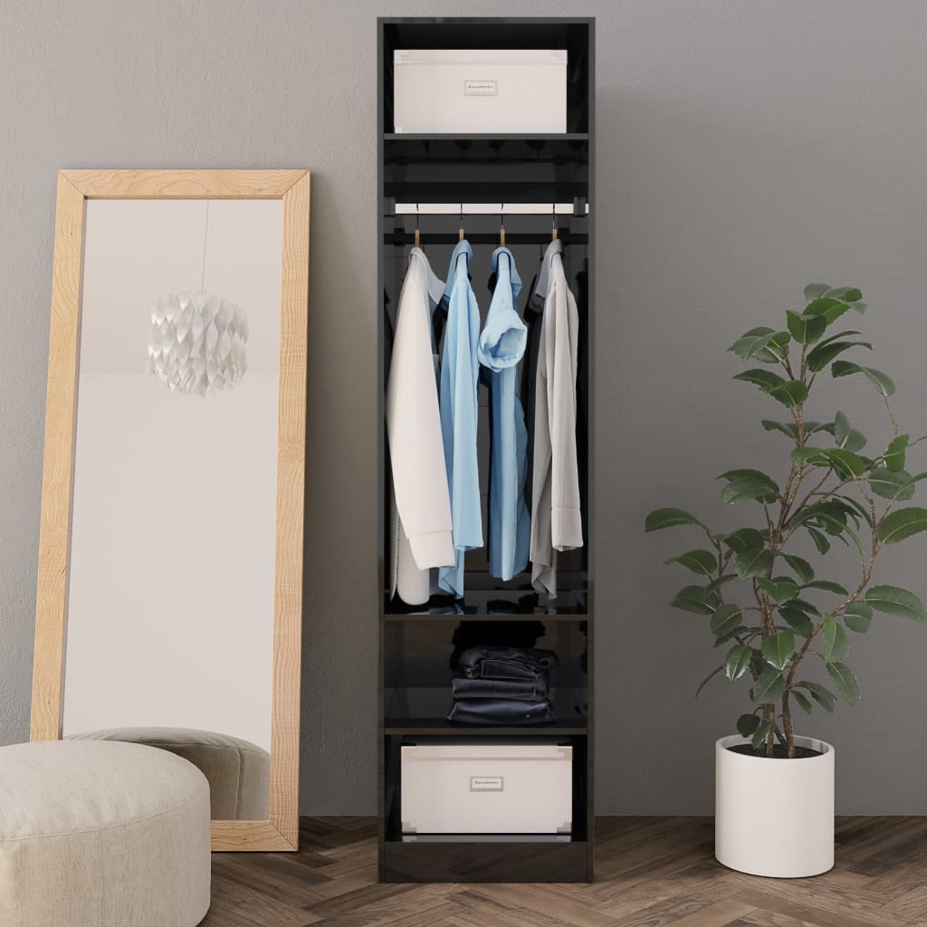 Kleiderschrank Hochglanz-Schwarz 50x50x200 cm Holzwerkstoff
