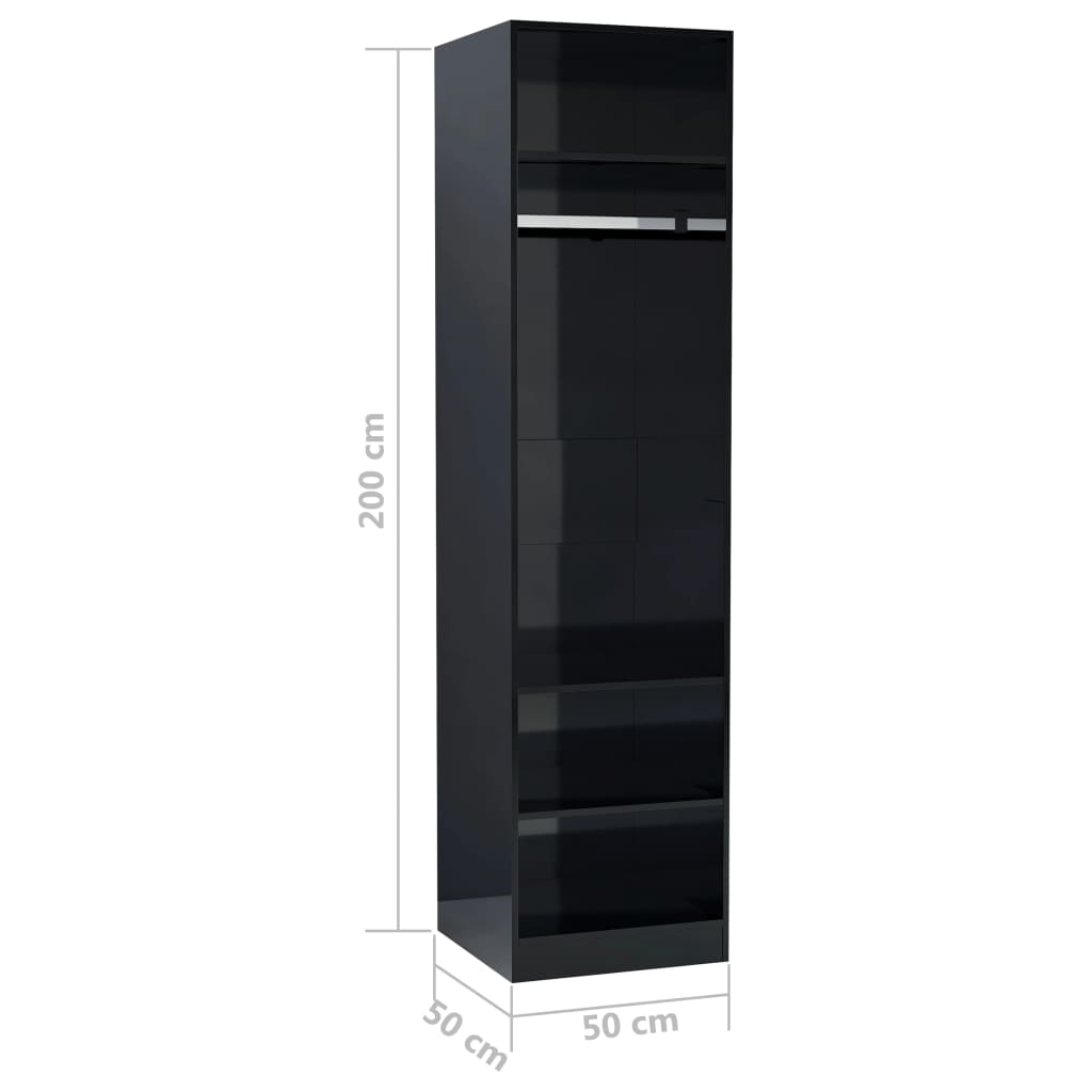 Kleiderschrank Hochglanz-Schwarz 50x50x200 cm Holzwerkstoff