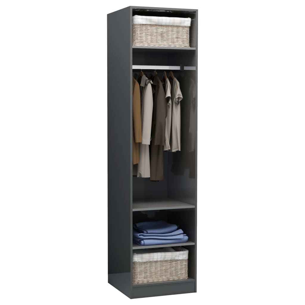 Kleiderschrank Hochglanz-Grau 50x50x200 cm Holzwerkstoff