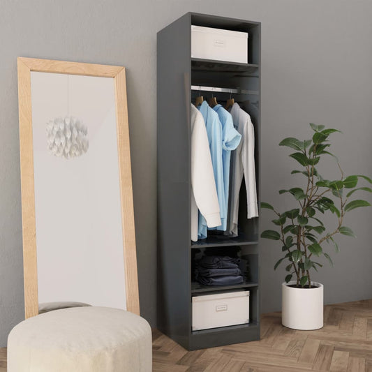 Kleiderschrank Hochglanz-Grau 50x50x200 cm Holzwerkstoff