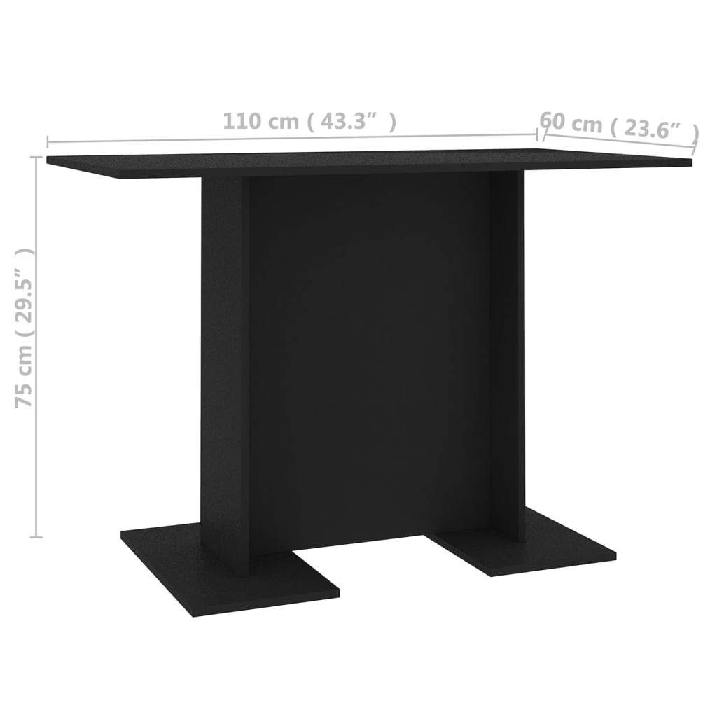 Table à manger noire 110x60x75 cm en bois