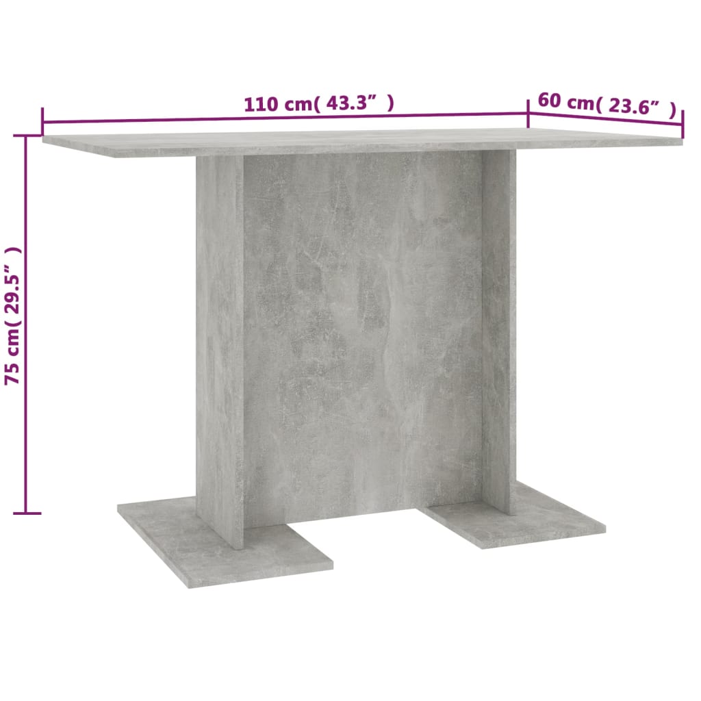 Esstisch Betongrau 110x60x75 cm Holzwerkstoff