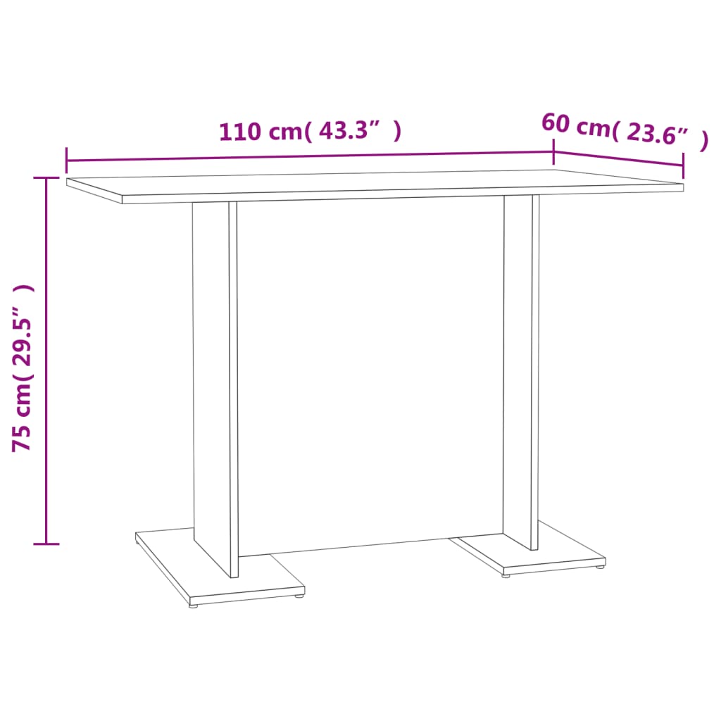 Esstisch Weiß und Sonoma-Eiche 110x60x75 cm Holzwerkstoff