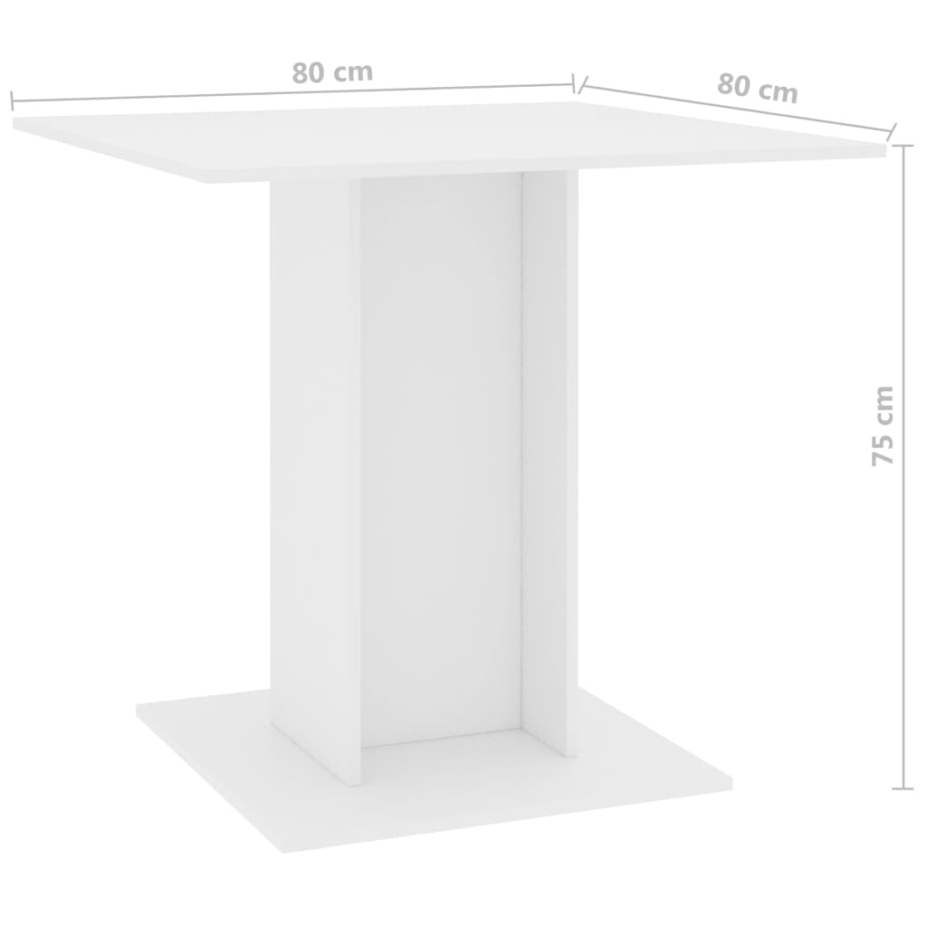 Table à manger blanche 80x80x75 cm en bois