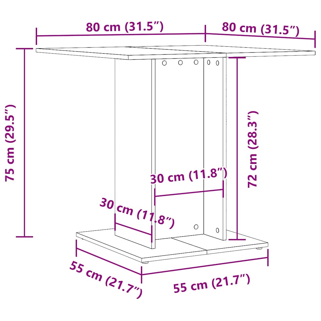 Esstisch Grau 80x80x75 cm Holzwerkstoff