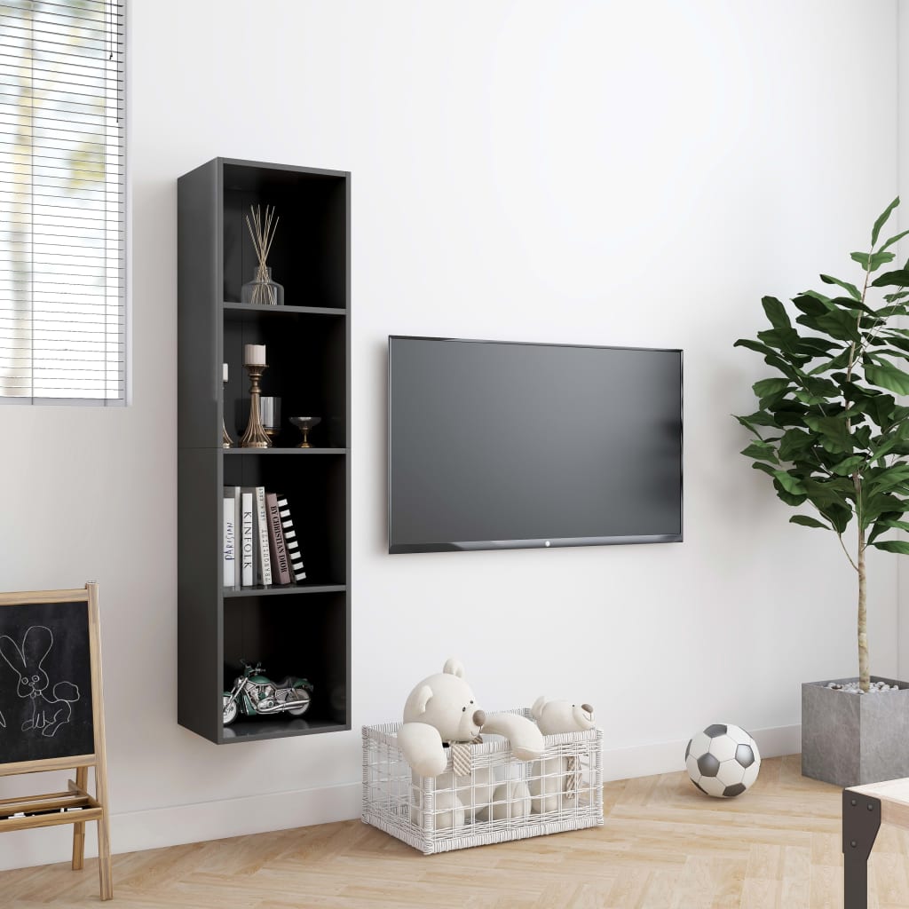 Bücherregal/TV-Schrank Grau 143×30×36 cm