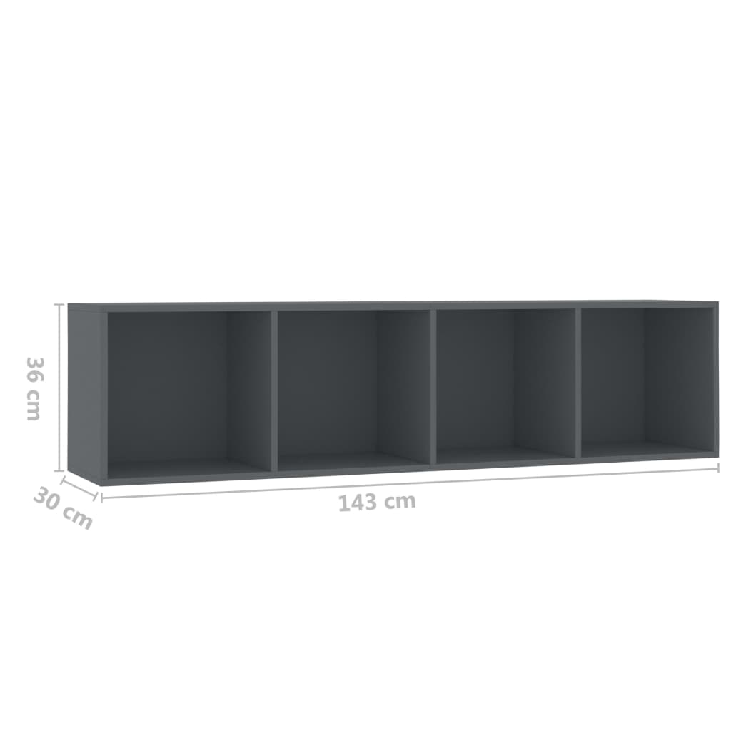 Bücherregal/TV-Schrank Grau 143×30×36 cm