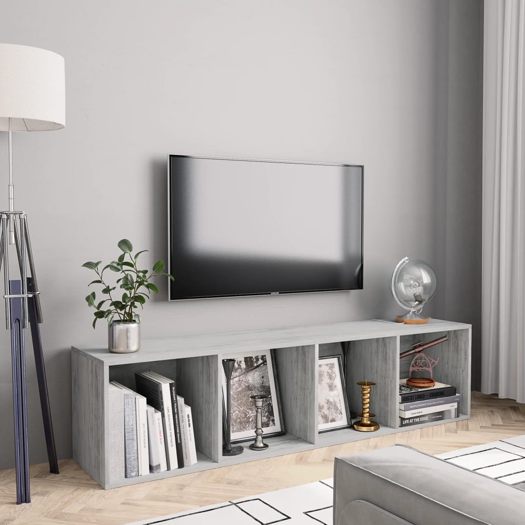 Bücherregal/TV-Schrank Betongrau 143×30×36 cm