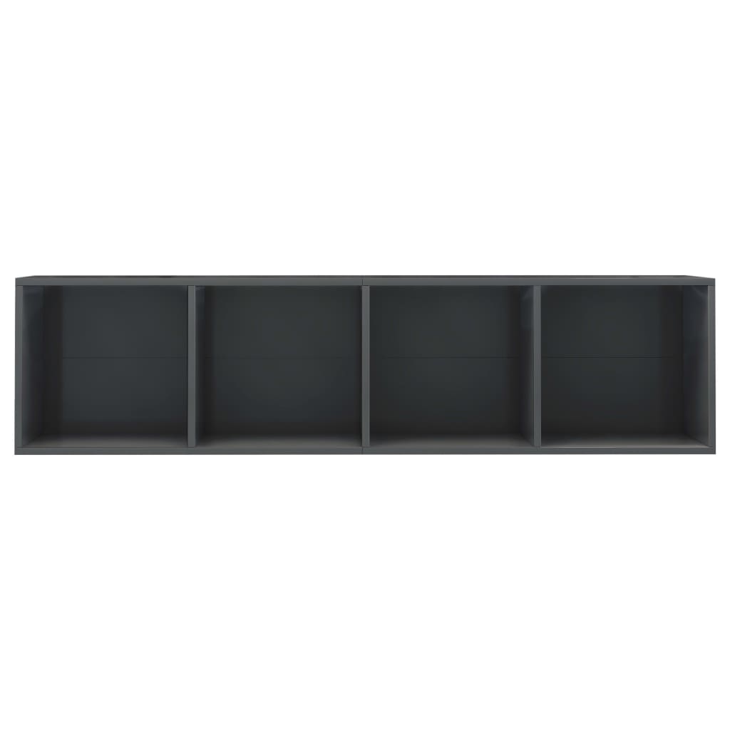 Bücherregal/TV-Schrank Hochglanz-Grau 143x30x36 cm