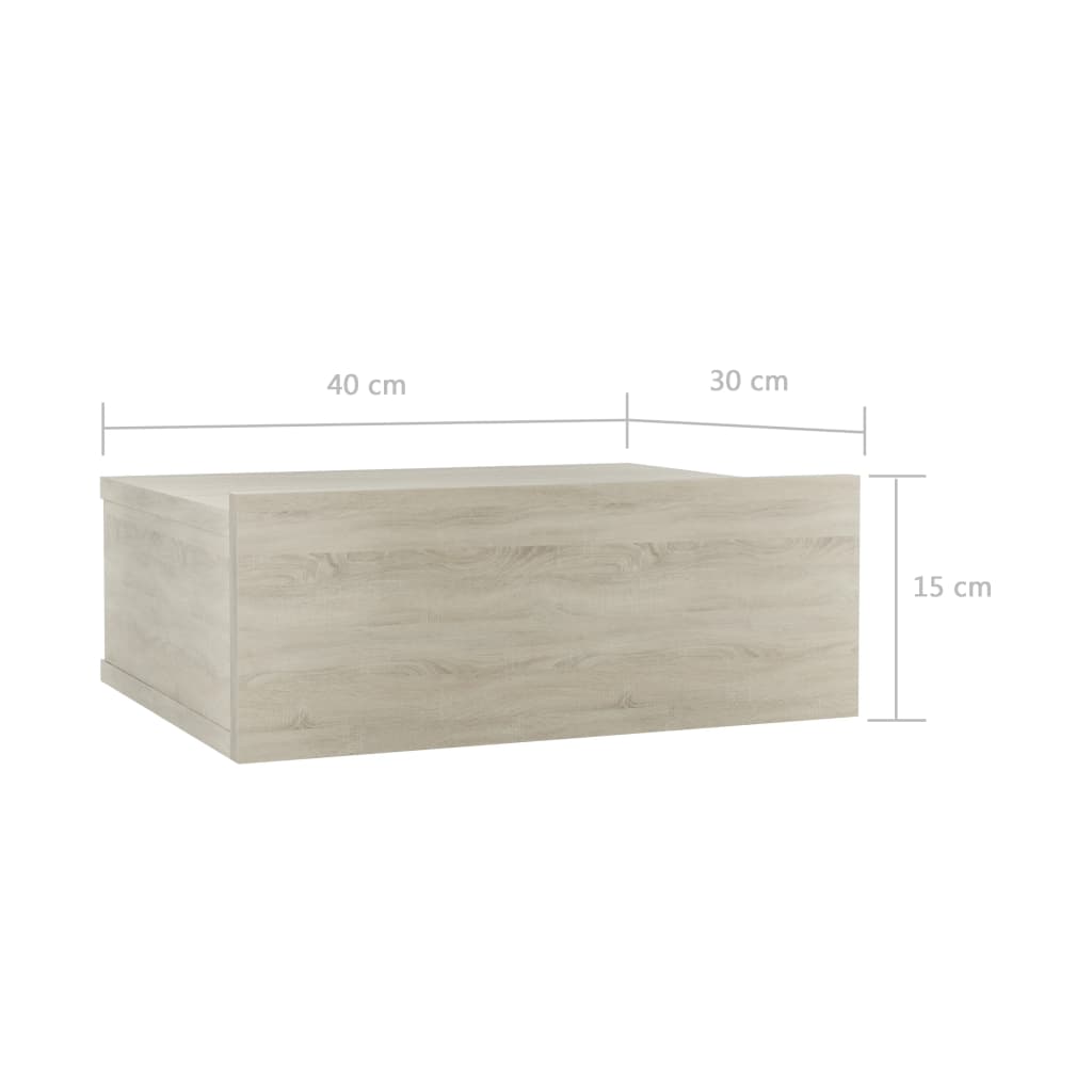 Table de chevet suspendue chêne Sonoma 40x30x15 cm matière bois