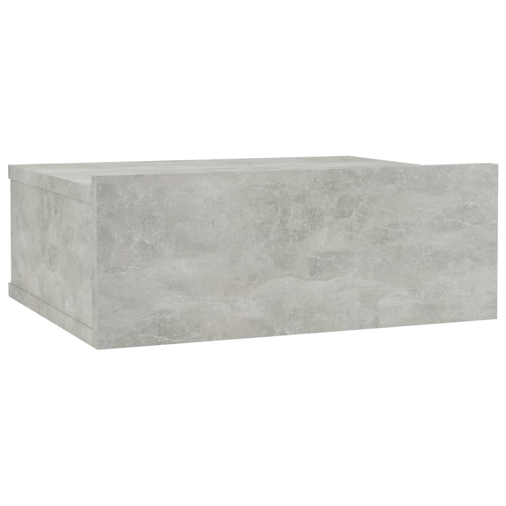 Table de chevet suspendue gris béton 40x30x15 cm matière bois