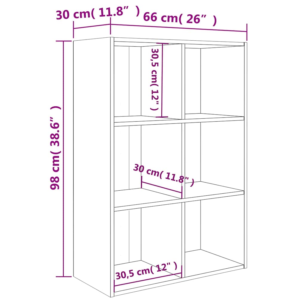 Bücherregal/Sideboard Sonoma-Eiche 66x30x98 cm Holzwerkstoff
