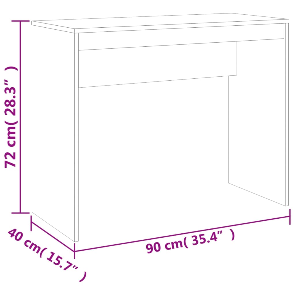 Bureau gris béton 90x40x72 cm en bois