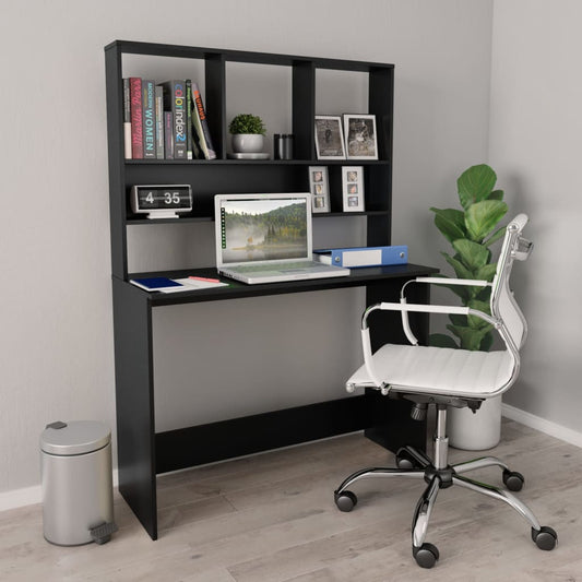 Schreibtisch mit Regalen Schwarz 110x45x157 cm Holzwerkstoff