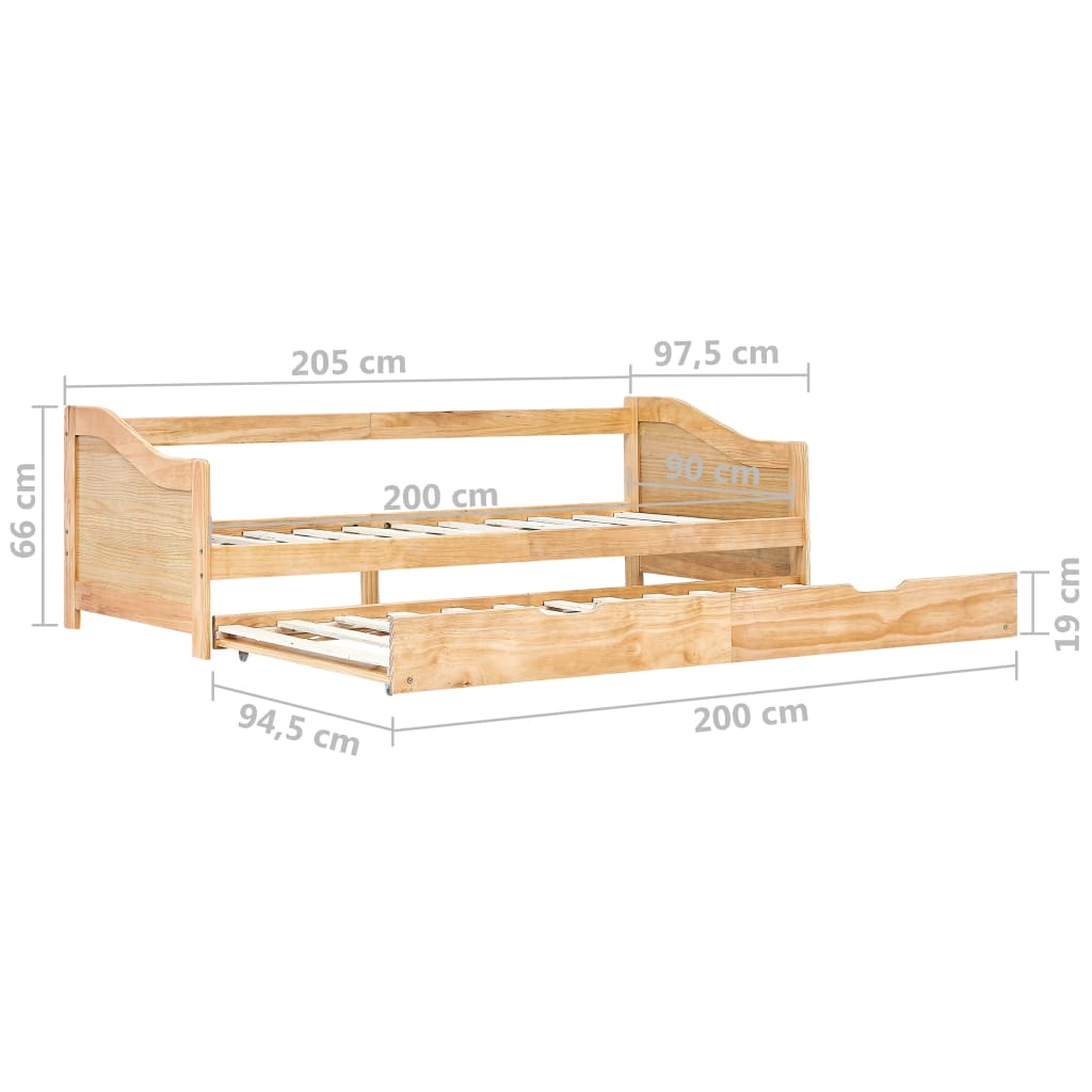 Ausziehsofa Bettgestell Kiefernholz 90×200 cm