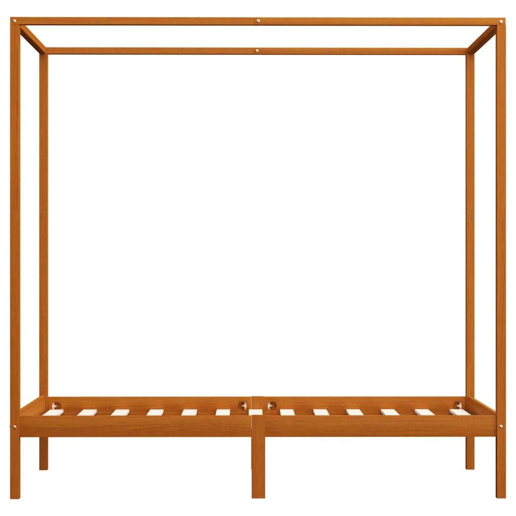 Himmelbett-Gestell Honigbraun Massivholz Kiefer 100 x 200 cm