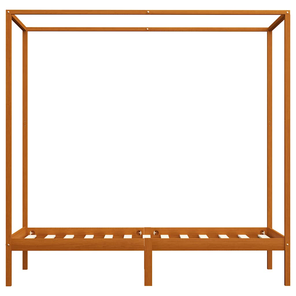 Himmelbett-Gestell Honigbraun Massivholz Kiefer 100 x 200 cm