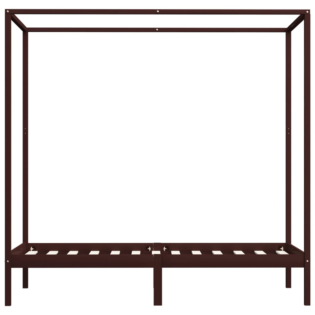 Himmelbett-Gestell Dunkelbraun Massivholz Kiefer 100 x 200 cm